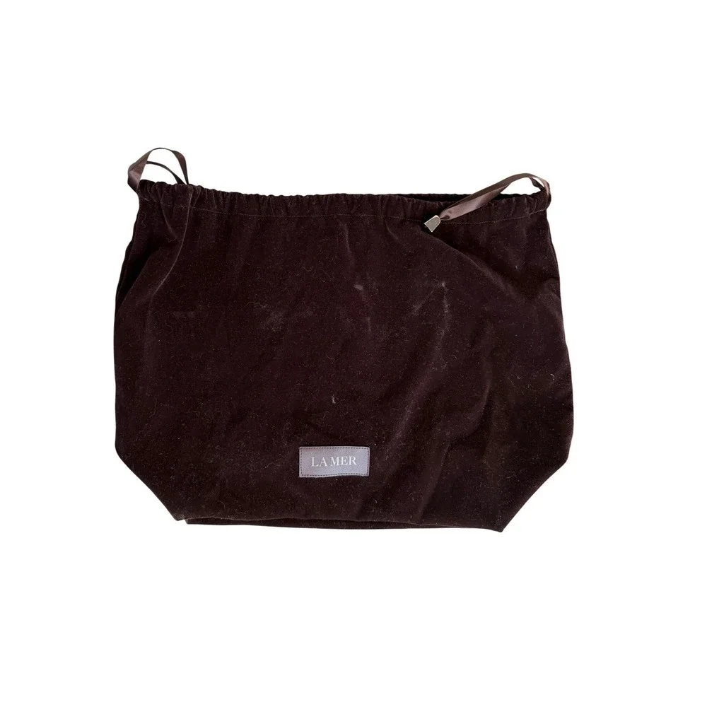 LA MER Drawstring Pouch Brown Velvet Ribbon Travel Bag Women's OS Good‎